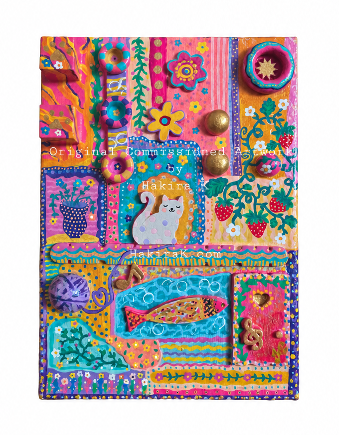 Whiskers & Melodies — 3D Mixed Media Commission